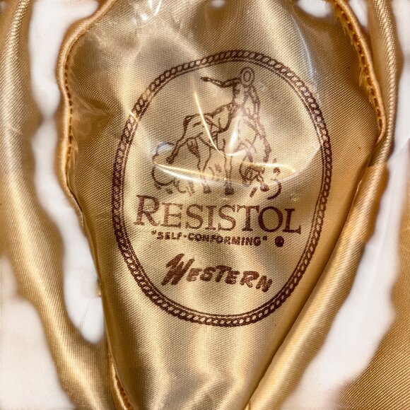 Resistol Western self conforming tawny brown leather suede cowgirl cowboy hat - Picture 2 of 5